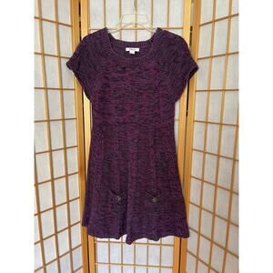 Style & Co Sweater Dress Purple Size Large Short Sleeve Pockets